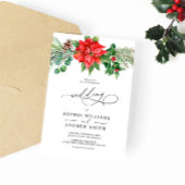 Invitation Aquarelle de Noël Mariage de baies rouges
