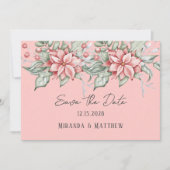 Invitation Aquarelle de Noël Poinsettia Enregistrer la date (Devant)