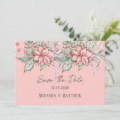 Invitation Aquarelle de Noël Poinsettia Enregistrer la date (Debout devant)