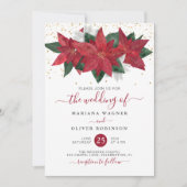 Invitation Aquarelle de Noël Poinsettia Mariage floral (Devant)