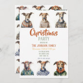 Invitation Aquarelle de Noël Whippet (Devant / Derrière)