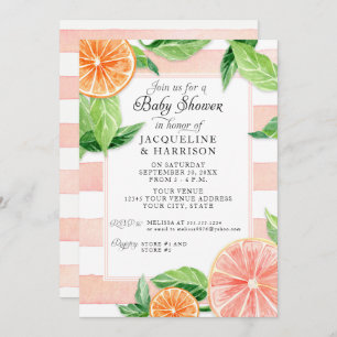 Invitation Aquarelle de pamplemousse rose d'agrume de baby