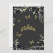 Invitation Aquarelle de papillon noir or Quinceanera (Dos)