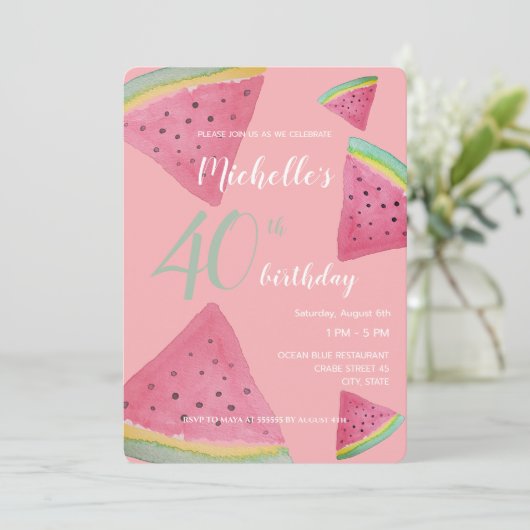 Invitation Aquarelle de pastèque peinte à la main (Debout devant)