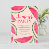 Invitation Aquarelle de pastèque tropicale rose (Debout devant)