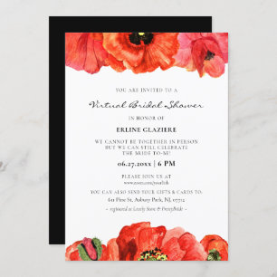 Invitation Aquarelle de pavot rouge Douche nuptiale virtuelle