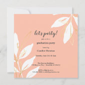 Invitation Aquarelle de Pêche d'or Graduation florale (Dos)