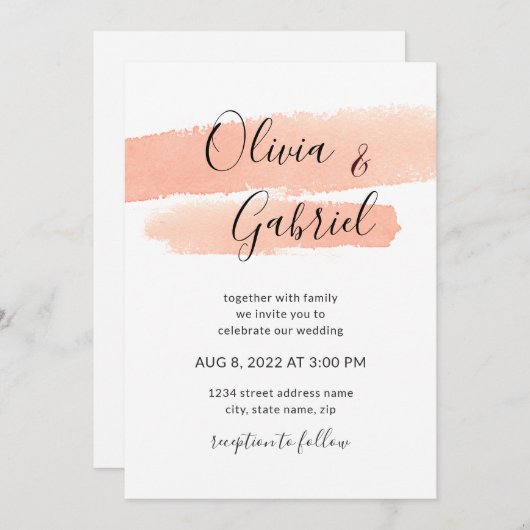 Invitation Aquarelle de pêche. mariage moderne simple (Devant / Derrière)