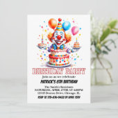 Invitation Aquarelle de petit clown joyeux fête d'anniversair (Debout devant)