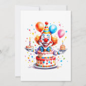 Invitation Aquarelle de petit clown joyeux fête d'anniversair (Dos)