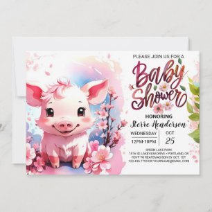 Invitation Aquarelle de Piglet Douche de la ferme