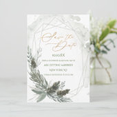 Invitation Aquarelle de pin rustique Enregistrer la date (Debout devant)