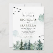 Invitation Aquarelle de pin vert Mariage rustique (Devant)