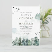 Invitation Aquarelle de pin vert Mariage rustique (Debout devant)