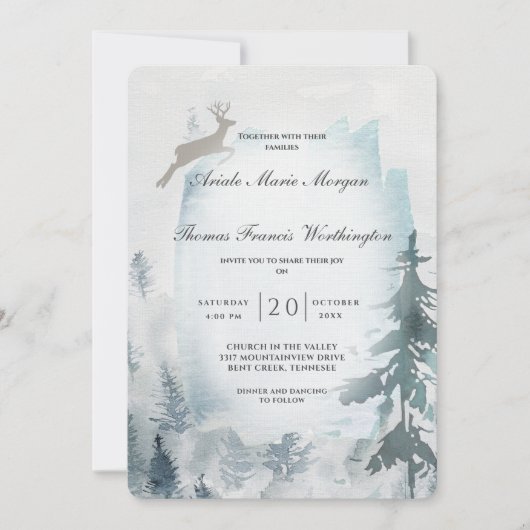 Invitation Aquarelle de Pine Mountain rustique (Devant)