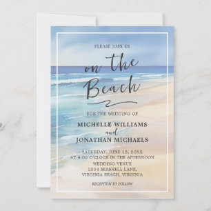 Invitation Aquarelle de plage branchée Océan Mariage d'été