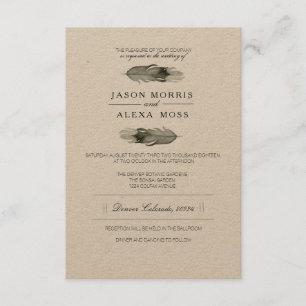 Invitation Aquarelle de plumes   Elegant Mariage Boho