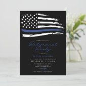 Invitation Aquarelle de police mince ligne bleue Drapeau de r (Debout devant)