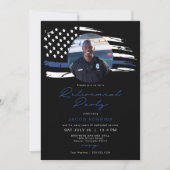 Invitation Aquarelle de police mince ligne bleue Drapeau de r (Devant)