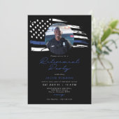 Invitation Aquarelle de police mince ligne bleue Drapeau de r (Debout devant)