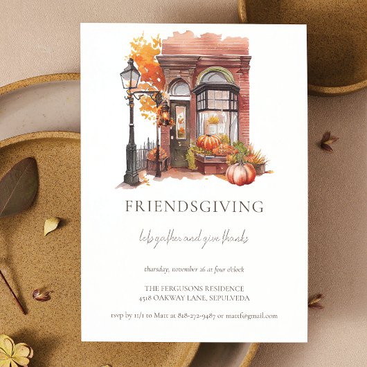 Invitation Aquarelle de porte avant d'automne Thanksgiving