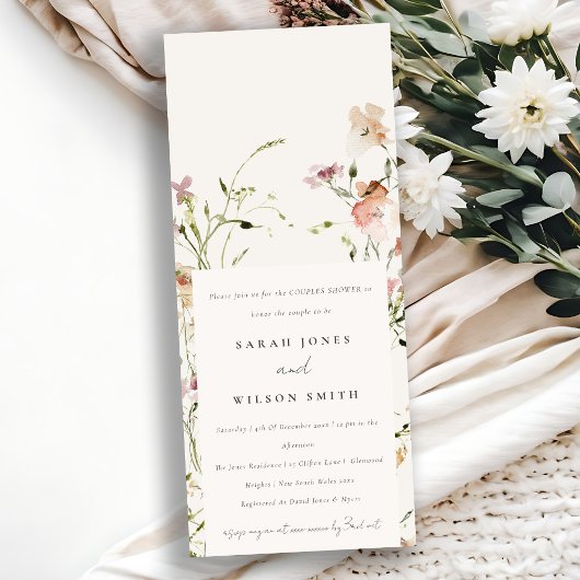 Invitation Aquarelle de prairie molle Couples Floral Douche C