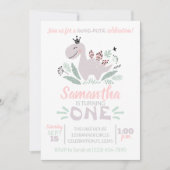 Invitation Aquarelle de première fille Dinosaure pourpre (Devant)