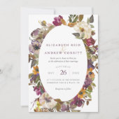 Invitation Aquarelle de prune et de moutarde Mariage floral (Devant)