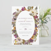 Invitation Aquarelle de prune et de moutarde Mariage floral (Debout devant)