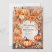 Invitation Aquarelle de récolte Citrouille florale Thanksgivi (Devant)