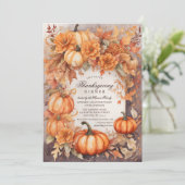 Invitation Aquarelle de récolte Citrouille florale Thanksgivi (Debout devant)