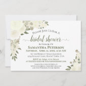 Invitation Aquarelle de roses blanches d'ivoire Fête des mari (Devant)