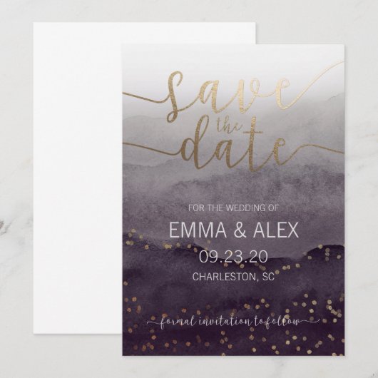 Invitation aquarelle de sauvegarde de date (Devant / Derrière)