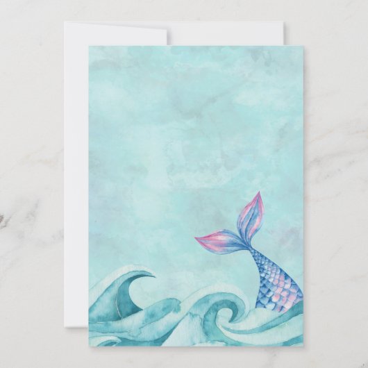 Invitation Aquarelle de sirène Anniversaire (Dos)