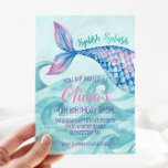 Invitation Aquarelle de sirène Anniversaire<br><div class="desc">Invitation à la fête d'anniversaire de la Sirène. Sous la mer,  anniversaire de sirène aquarelle.</div>