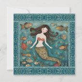 Invitation Aquarelle de sirène Anniversaire (Dos)