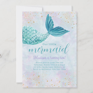 Invitation Aquarelle de sirène Anniversaire N'importe quel In
