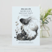 Invitation Aquarelle de sirène magique Anniversaire de fille (Debout devant)