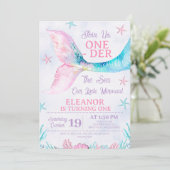 Invitation Aquarelle de sirène rose à l'aube de la mer Annive (Debout devant)