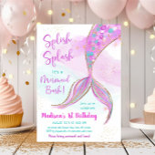 Invitation Aquarelle de sirène rose pourpre Anniversaire