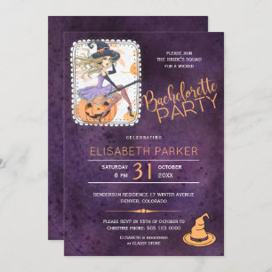 Invitation Aquarelle de sorcière fête de la bachelorette Hall