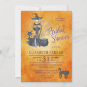 Invitation Aquarelle de sorcière Halloween fête de douche nup (Devant)