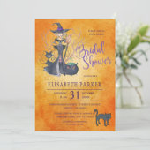 Invitation Aquarelle de sorcière Halloween fête de douche nup (Debout devant)