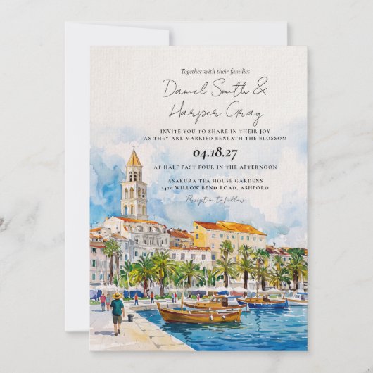 Invitation aquarelle de Split Croatie Adriatique (Devant)