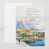 Invitation aquarelle de Split Croatie Adriatique (Devant / Derrière)