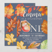 Invitation Aquarelle de Sylvestre hérisson d'automne (Devant / Derrière)