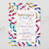 Invitation Aquarelle de talons haute or moderne (Devant / Derrière)