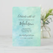 Invitation Aquarelle de teinture bleu à la menthe Aqua (Debout devant)
