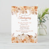 Invitation aquarelle de Thanksgiving avec fleurs e (Debout devant)