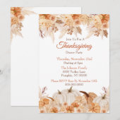 Invitation aquarelle de Thanksgiving avec fleurs e (Devant / Derrière)
